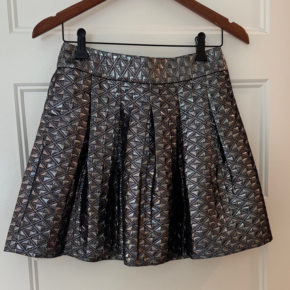 Geometric Pleated Metallic Skirt